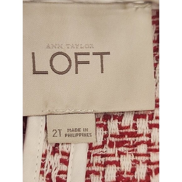 Loft Fiesta Jacket Tweed Blazer Draped Collar Unlined Fringe Trim Womens 2 - Picture 5 of 6